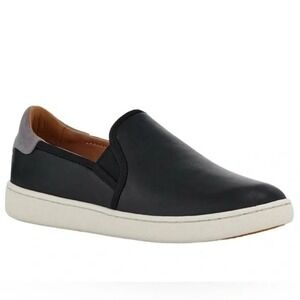 UGG Cas Black Leather Low Top Slip On Sneaker Shoes